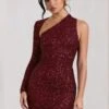 Siren | Burgundy Sequin One Shoulder Bodycon Mini Dress -ENY Clothing Shop WB HR CL128844158 SirenBurgundySequinOneShoulderBodyconMiniDress0