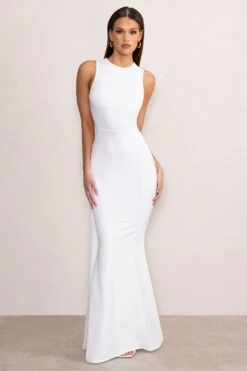 Patty | White High Neck Sleeveless Maxi Dress -ENY Clothing Shop WB HR CL129249 PattyWhiteHighNeckSleevelessMaxiDress0