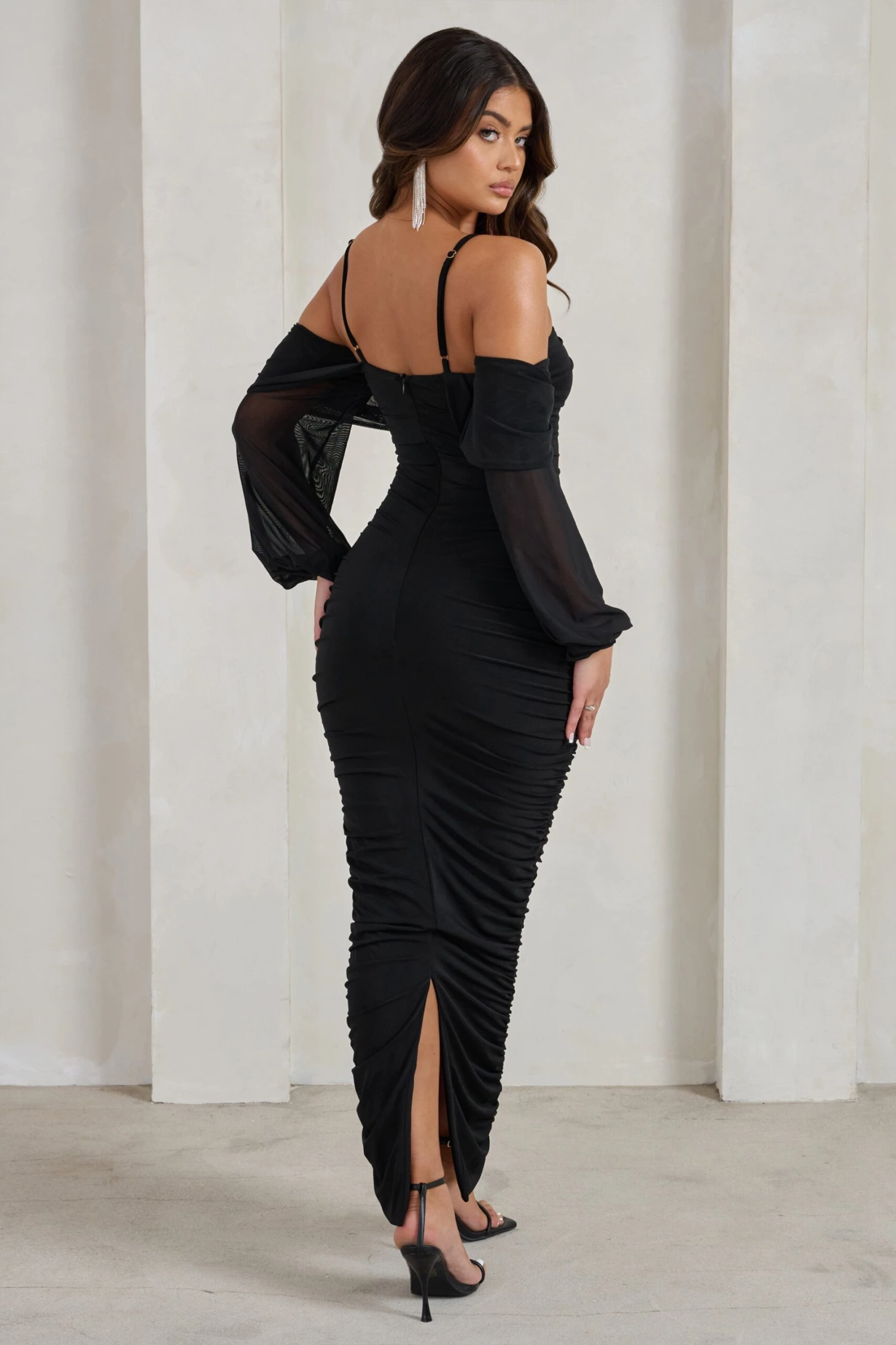 Announcement | Black Bardot Mesh Ruched Maxi Dress 4 Announcement | Black Bardot Mesh Ruched Maxi Dress - Image 2