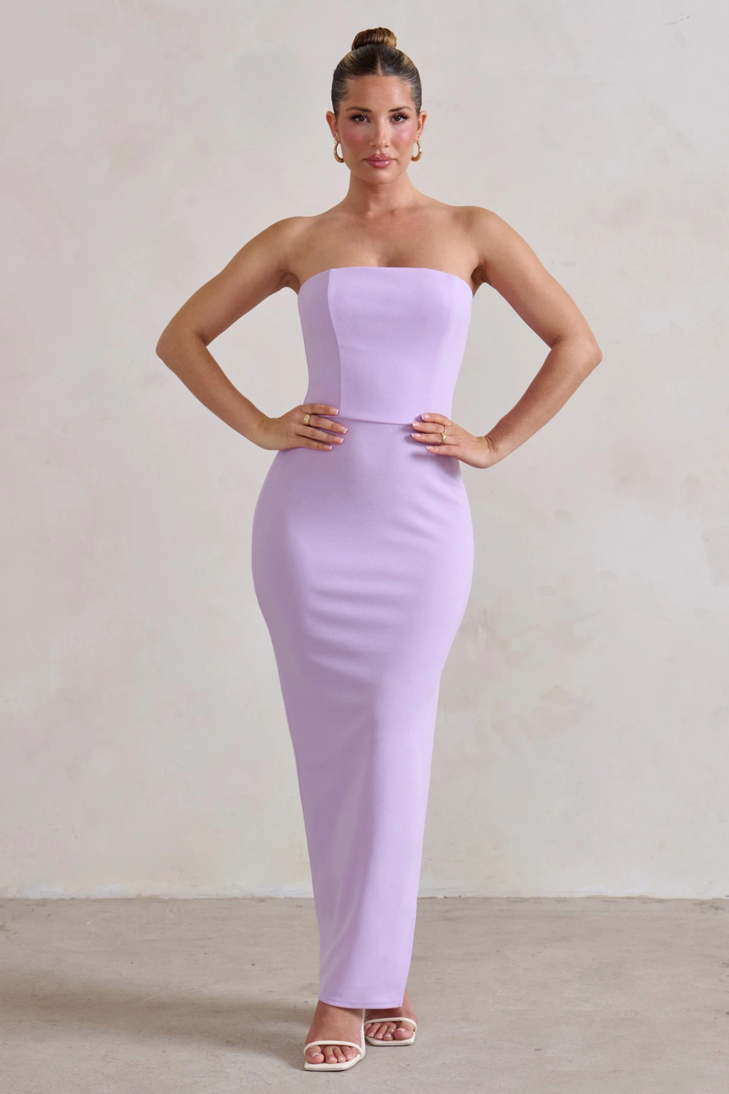 Dina | Lilac Bandeau Maxi Dress With Split 6 Dina | Lilac Bandeau Maxi Dress With Split - Image 4