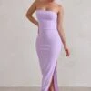 Dina | Lilac Bandeau Maxi Dress With Split -ENY Clothing Shop WB HR CL129322 DinaLilacBandeauMaxiDressWithSplit4