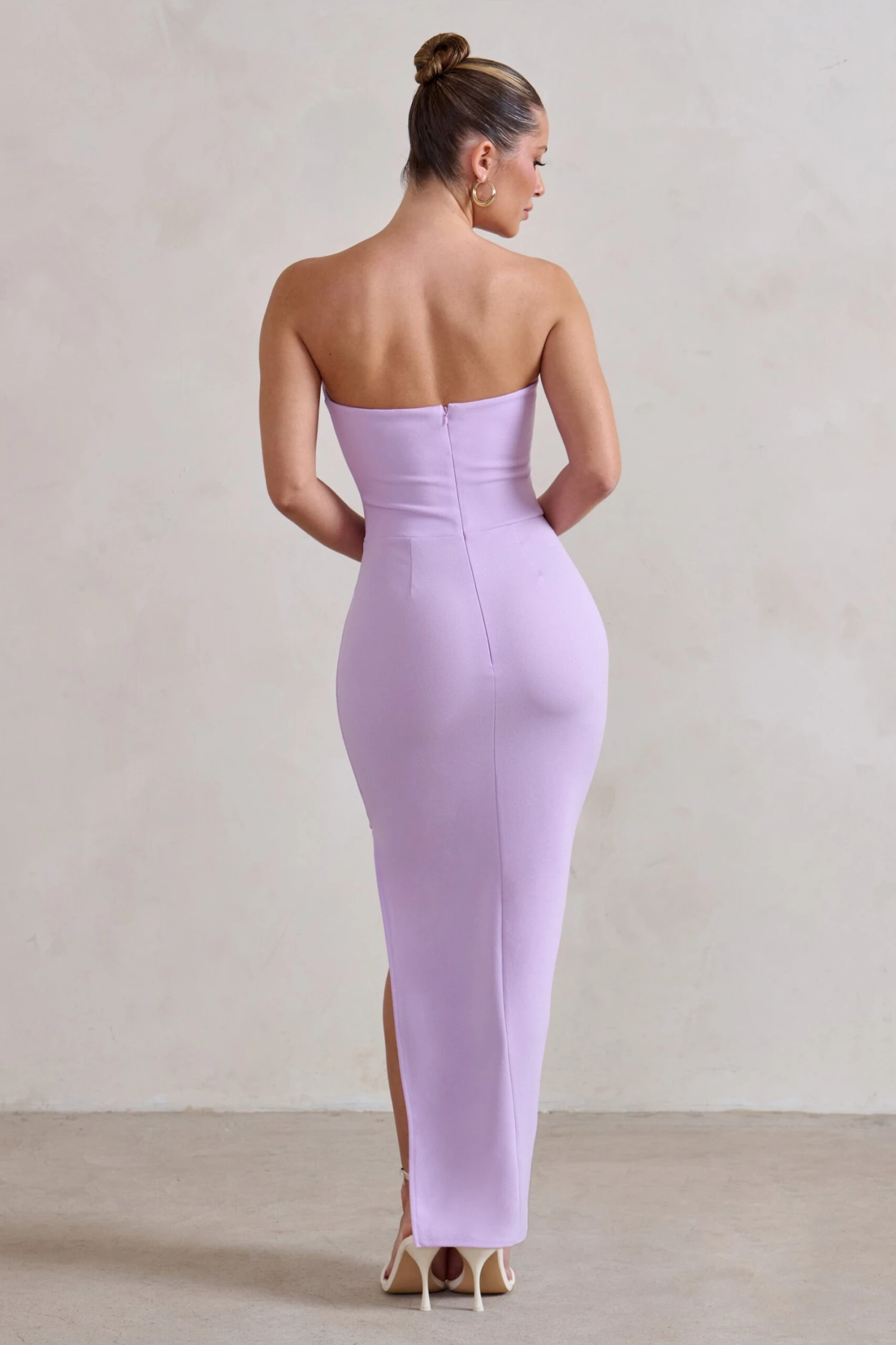 Dina | Lilac Bandeau Maxi Dress With Split 4 Dina | Lilac Bandeau Maxi Dress With Split - Image 2