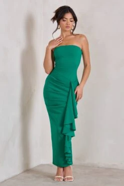Fleur | Green Bandeau Ruffle Maxi Dress -ENY Clothing Shop WB HR CL129323 FleurGreenBandeauRuffleMaxiDress1