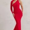 Katarina | Red One Shoulder Fishtail Maxi Dress 1 Katarina | Red One Shoulder Fishtail Maxi Dress -ENY Clothing Shop WB HR CL129340 KatarinaRedOneShoulderFishtailMaxiDress5