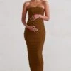 My Lady | Maternity Chocolate Brown Strapless Bodycon Ruched Mesh Maxi Dress 2 My Lady | Maternity Chocolate Brown Strapless Bodycon Ruched Mesh Maxi Dress -ENY Clothing Shop WB HR CL129396 MyLadyMaternityChocolateStraplessBodyconRuchedMeshMidiDress1
