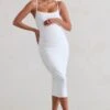Raquel | White Maternity Cami Midi Dress With Split 1 Raquel | White Maternity Cami Midi Dress With Split -ENY Clothing Shop WB HR CL129398 Raquel WhiteMaternityCamiMidiDressWithSplit1