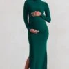 Alejandra | Green Maternity Long Sleeve High Neck Maxi Dress -ENY Clothing Shop WB HR CL129402 AlejandraBottleGreenMaternityLongSleeveHighNeckMaxiDress0