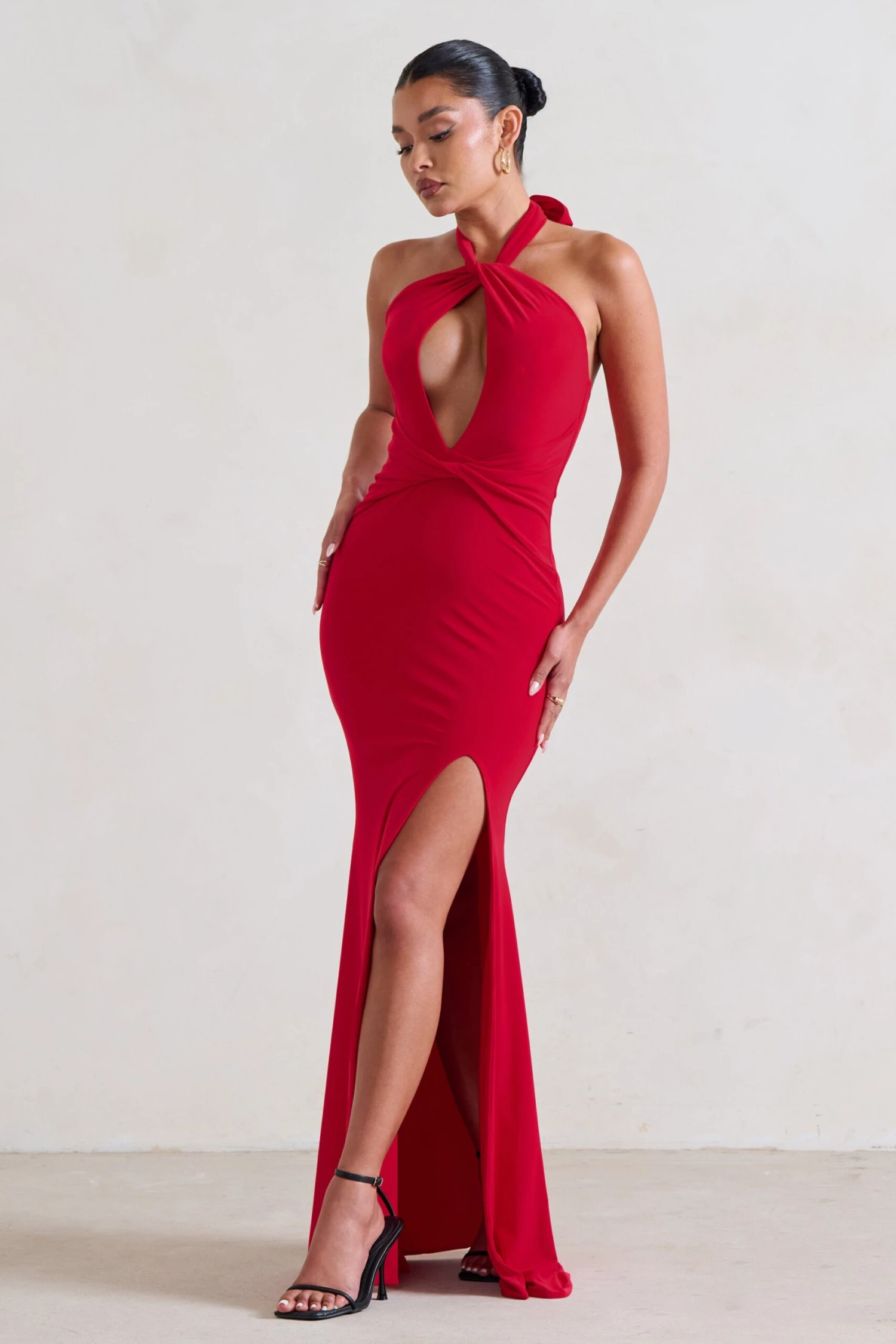 Luxuria | Red Halter Cut Out Maxi Dress 6 Luxuria | Red Halter Cut Out Maxi Dress - Image 4