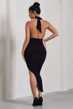 ENY Clothing Shop -ENY Clothing Shop WB HR CL129775002 PictureThisBlackAsymmetricHalter NeckBacklessMaxiDress5