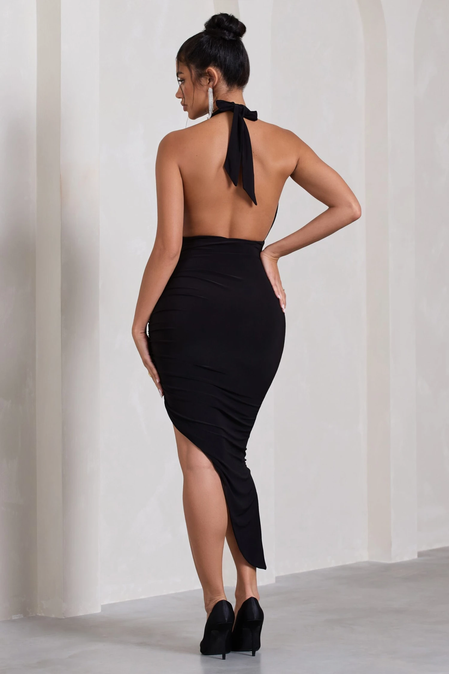 Picture This | Black Asymmetric Halter-Neck Backless Maxi Dress 4 Picture This | Black Asymmetric Halter-Neck Backless Maxi Dress - Image 2
