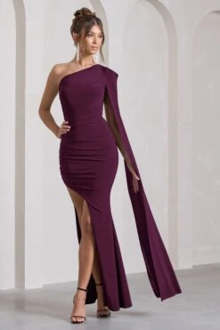 Adelaide | Plum Asymmetric Sleeveless Split Maxi Dress -ENY Clothing Shop WB HR CL129778101 Adelaide PlumAsymmetricSleevelessSplitMaxiDressPlum1