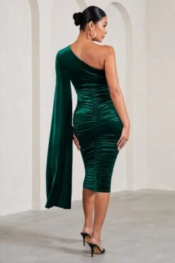 Gianna | Bottle Green Velvet Maternity One Shoulder Cape Bodycon Midi Dress -ENY Clothing Shop WB HR CL129814047 GiannaBottleGreenVelvetMaternityOneShoulderCapeBodyconMidiDress6 2b5e2bfc 5b2f 4224 9ddc 365170728730