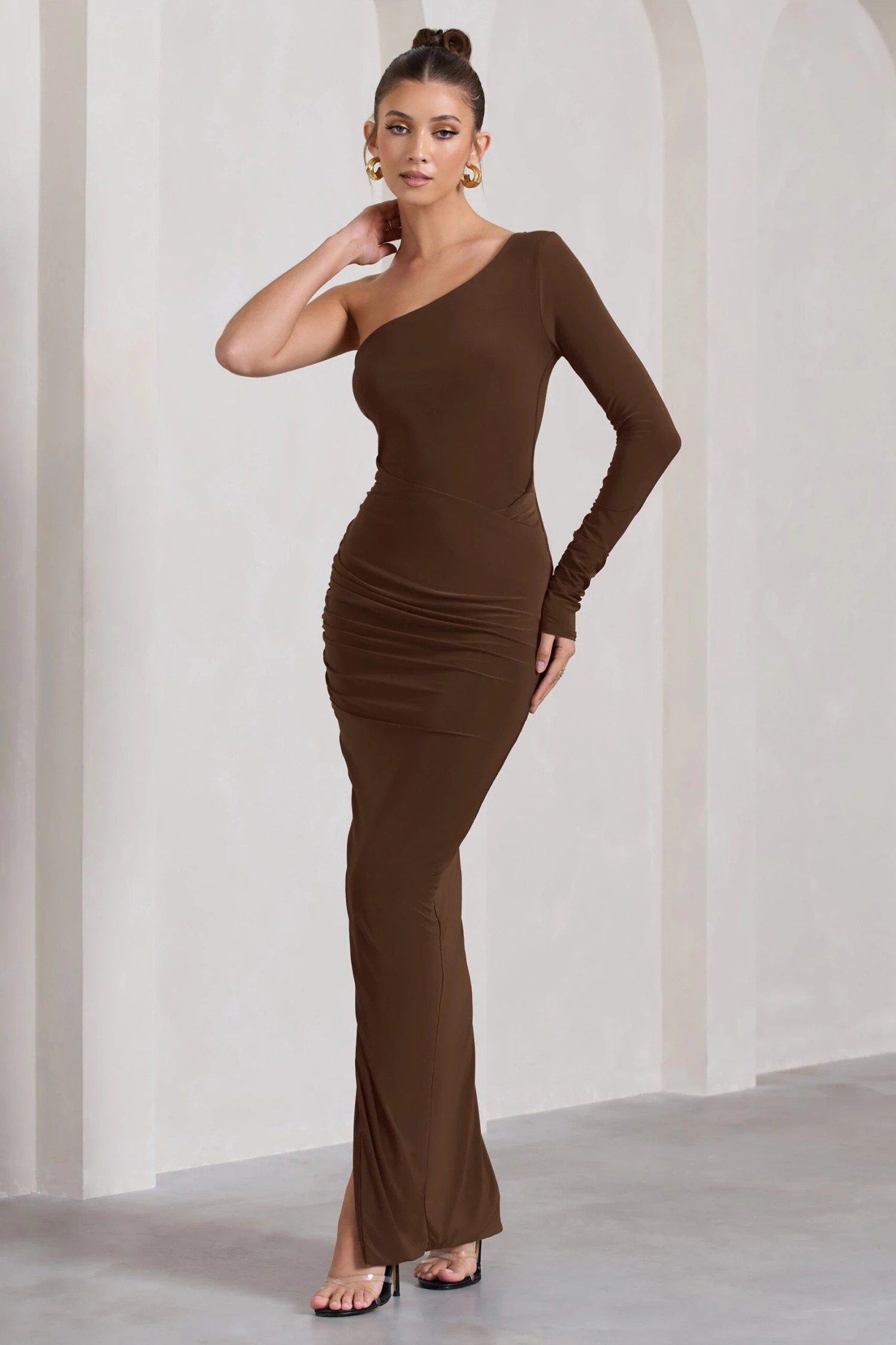 Mallory | Chocolate Brown Asymmetric Split Maxi Dress 7 Mallory | Chocolate Brown Asymmetric Split Maxi Dress - Image 5