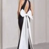 Bestow | Black Open-Back Maxi Dress With Oversized White Bow -ENY Clothing Shop WB HR CL132029002 BestowBlackOpen BackMaxiDressWithOversizedWhiteBow2